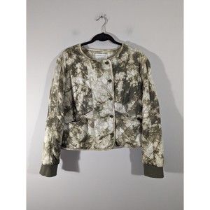Anthropologie Marrakech Green Tie Dye Quilted Bomber Jacket Women Size S